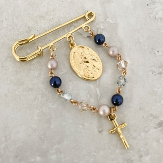 Handcrafted Cristobal Cot Pin Catholic Cot Pin - Rosaries For Life Australia