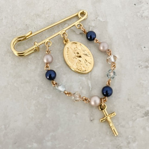 Handcrafted Cristobal Cot Pin Catholic Cot Pin - Rosaries For Life Australia