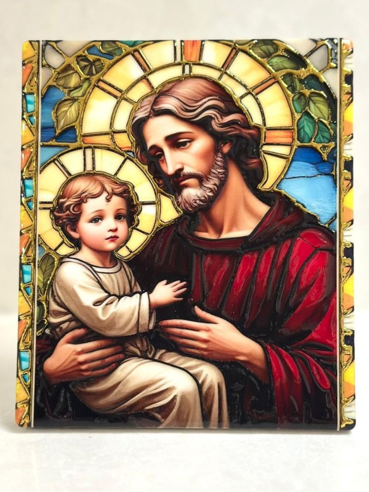 St Joseph with Jesus Plaque